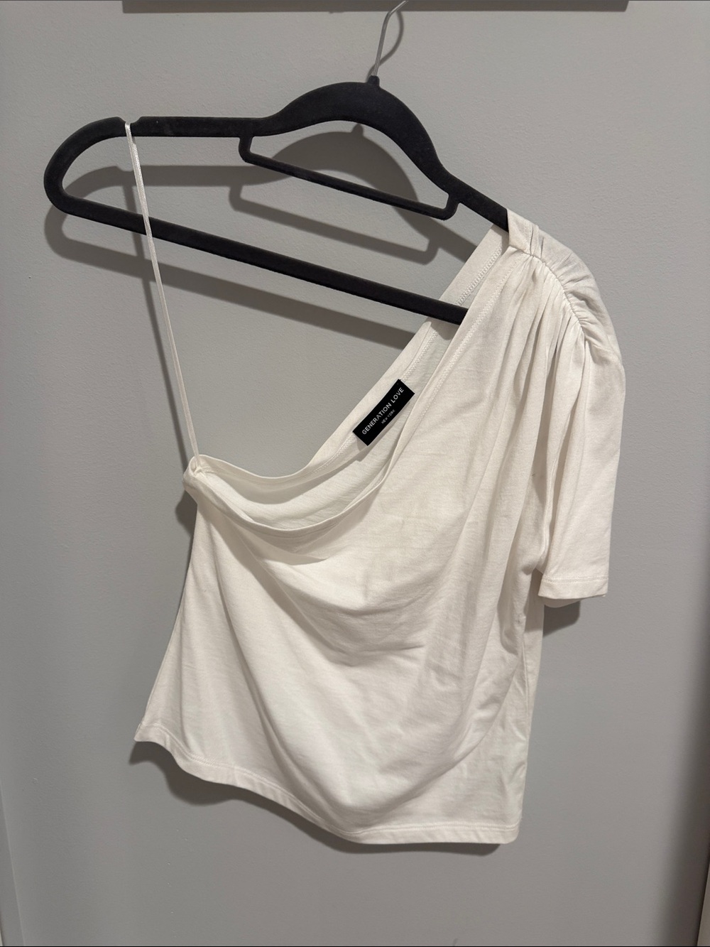 Generation Love Asymmetric One-Shoulder White Crop Top